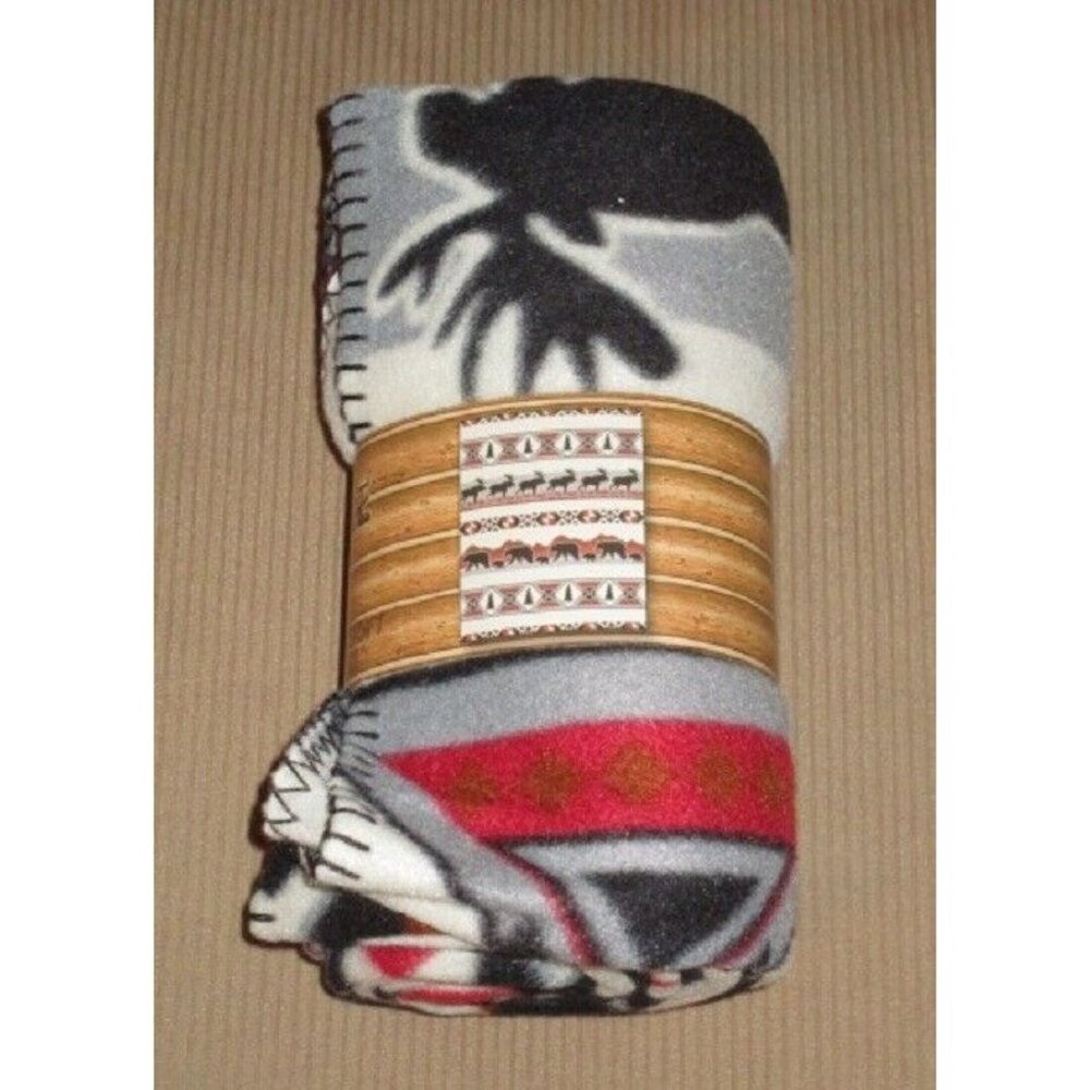 New Southwest Fleece Throw Gift Blanket Reversible Moose Bear Rustic Cabin Decor - Picture 4 of 4